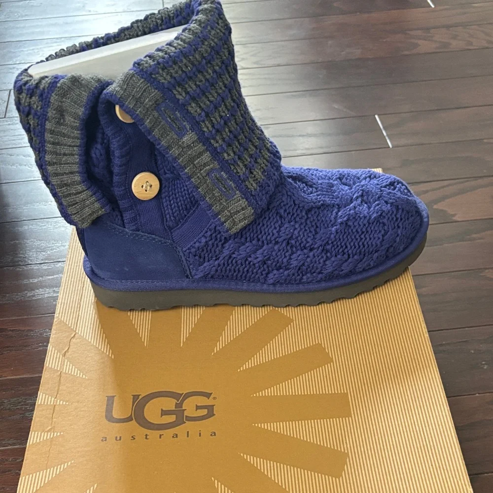 UGG Blue and Gray Knit Winter Boots - Picture 4 of 6